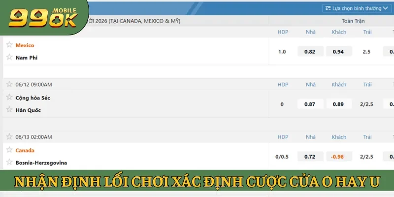 Nhận định lối chơi xác định cược cửa O hay U